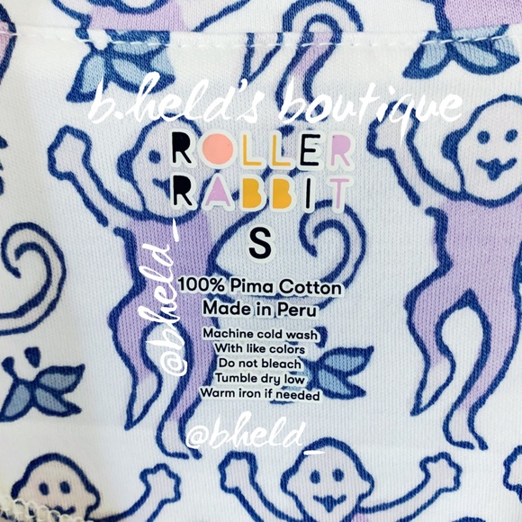 Roller Rabbit Monkey Polo Pajamas in Lavender Monkey Purple Blue Size S New NWT - Picture 7 of 17